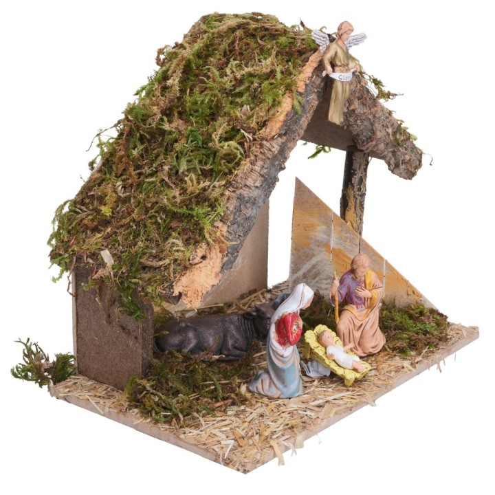 Cabaña con Natividad completa y cerca lateral cm 24x14,5x20,5 h