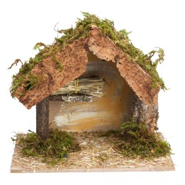 Cabaña con paja para pesebre de 23,5x14,5x20 cm h