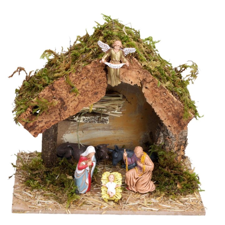 Cabaña con paja para pesebre de 23,5x14,5x20 cm h
