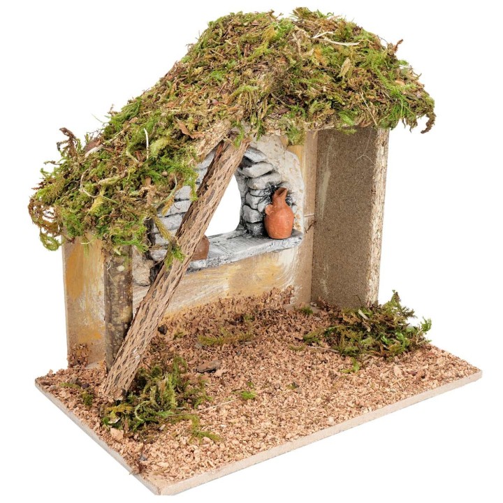 Hut with window in plaster cm 23.5x14.5x21 h