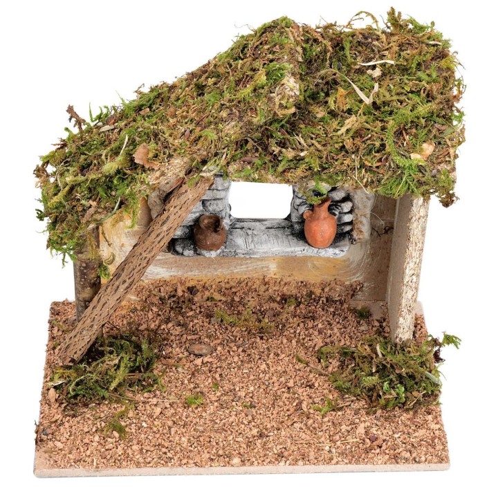 Hut with window in plaster cm 23.5x14.5x21 h