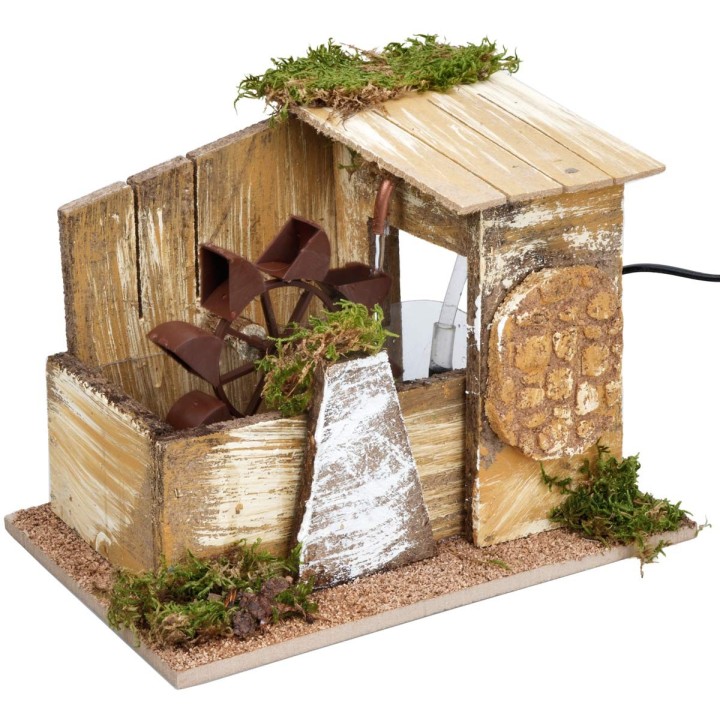 Working water mill with sloping roof, cm 24.5x16x18.5h