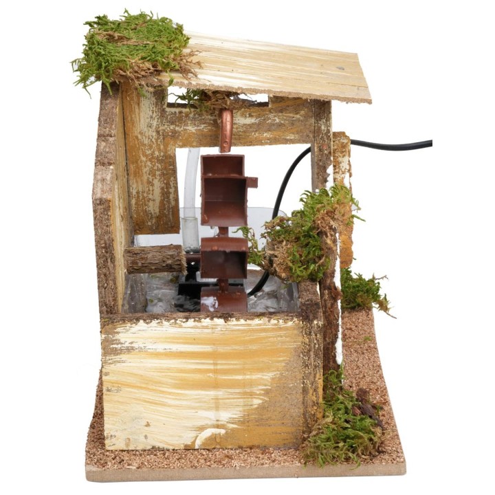 Working water mill with sloping roof, cm 24.5x16x18.5h