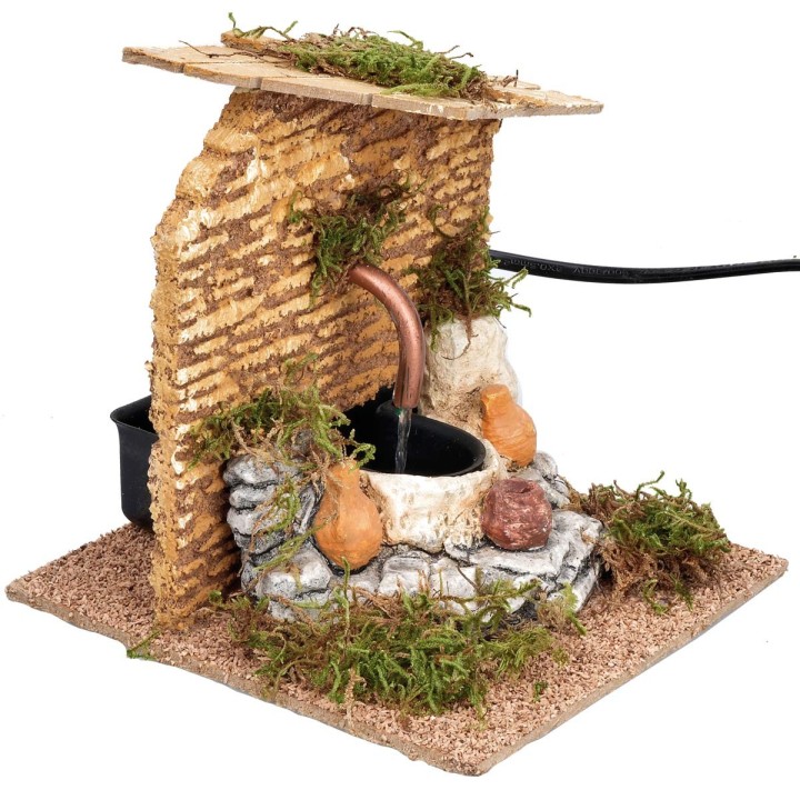 Fuente con techo inclinado y bomba funcional cm 15x15x15 h