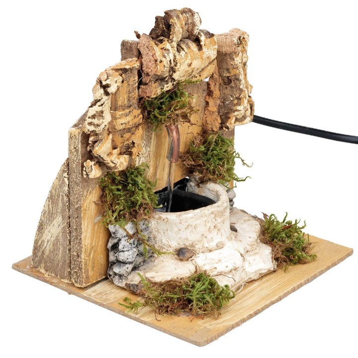 Fountain with sloping roof and working pump cm 15x15x15.5 h