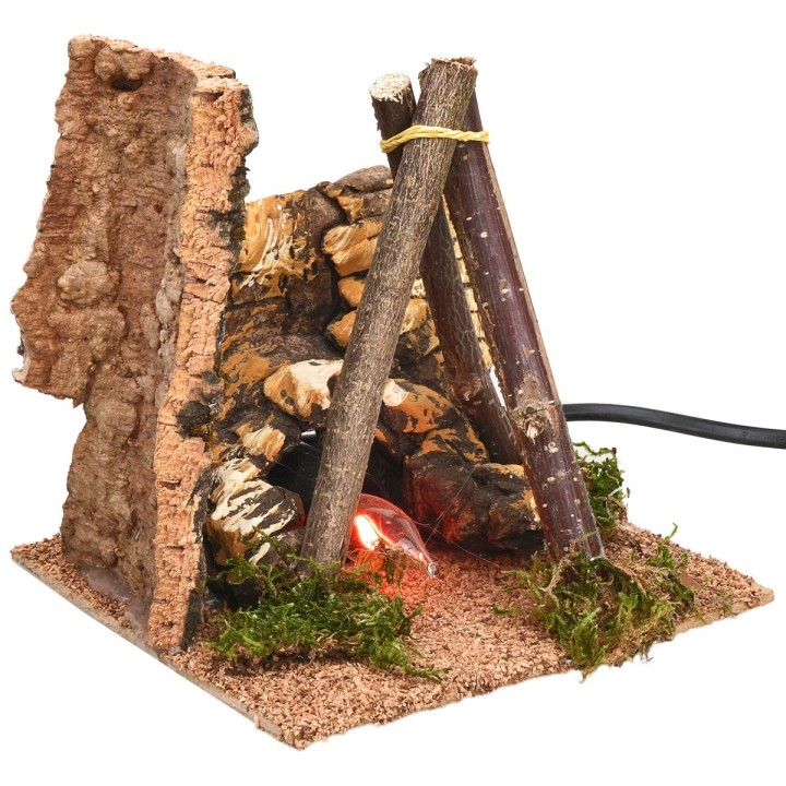Bivouac with working fire cm 14x14x14.5 h