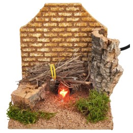 Hearth with working fire cm 14x14x14 h