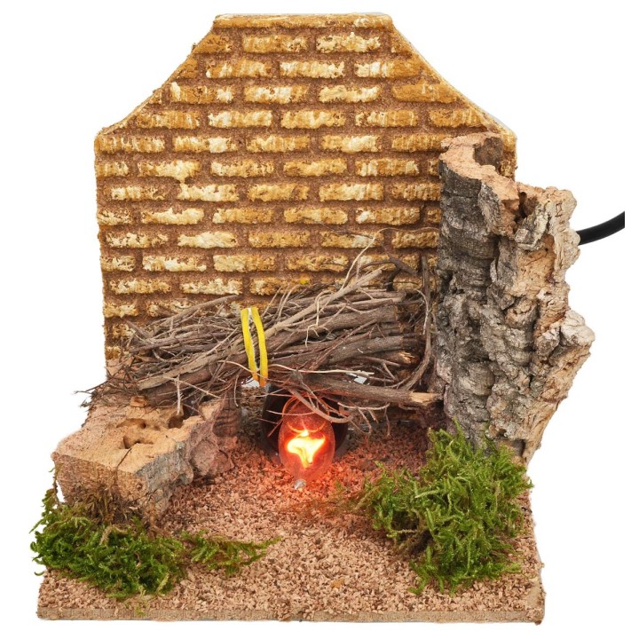 Hoguera con fuego funcionando cm 14x14x14 h