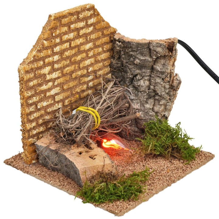 Focolare con fuoco funzionante cm 14x14x14 h