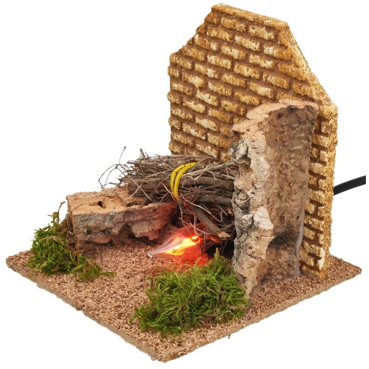 Focolare con fuoco funzionante cm 14x14x14 h