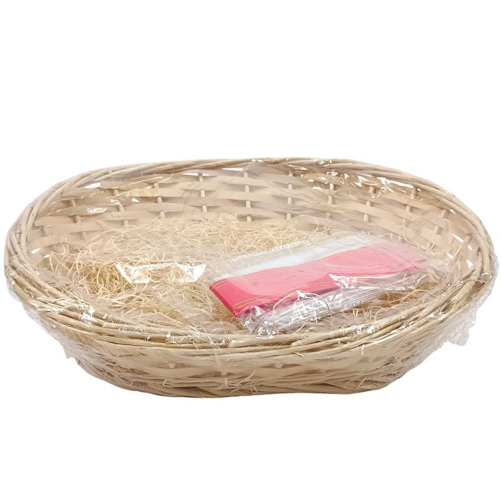 Cesta ovalada de mimbre natural con kit de 40x34x16h cm