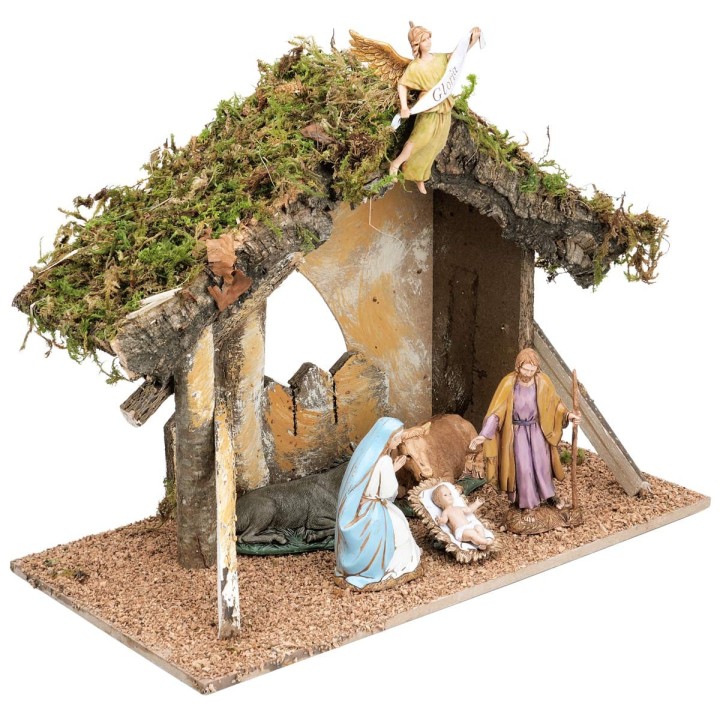 Cabaña con valla completa de estatuas Landi cm 31,5x17x23 h