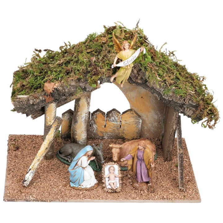 Capanna con staccionata completa di statue Landi cm 31,5x17x23 h