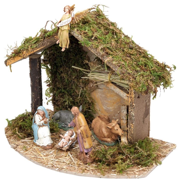 Cabaña con heno completa de estatuas Landi cm 32x18x23 h