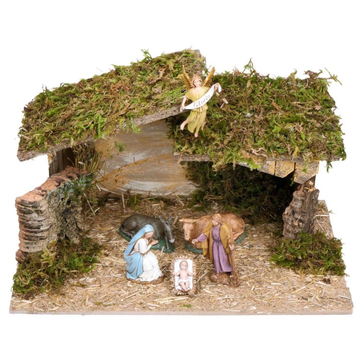 Cabaña con techo irregular completa con estatuas Landi cm