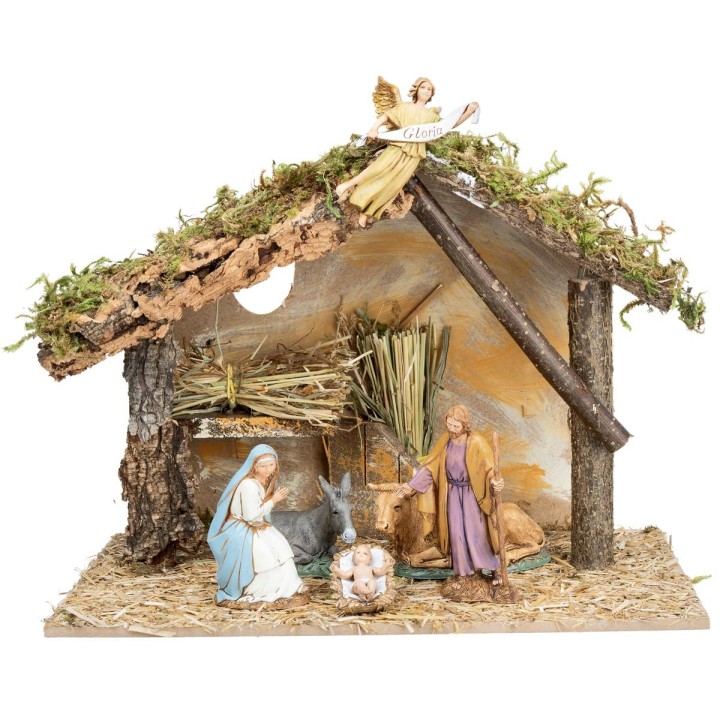 Hut with window complete with Landi statues cm 31x17x23 h