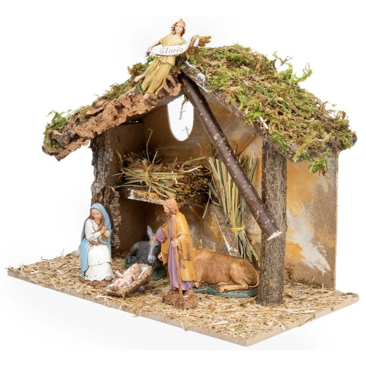 Hut with window complete with Landi statues cm 31x17x23 h