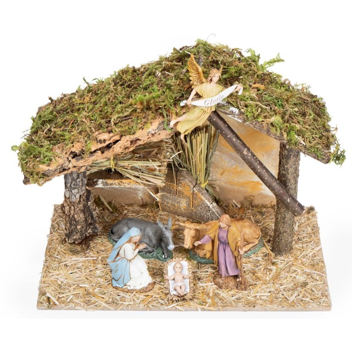 Capanna con finestra completa di statue Landi cm 31x17x23 h