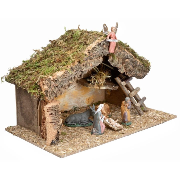 Hut with side ladder complete with Landi statues cm 40x23x24 h