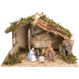 Hut with manger complete with Landi statues cm 40x23x24 h