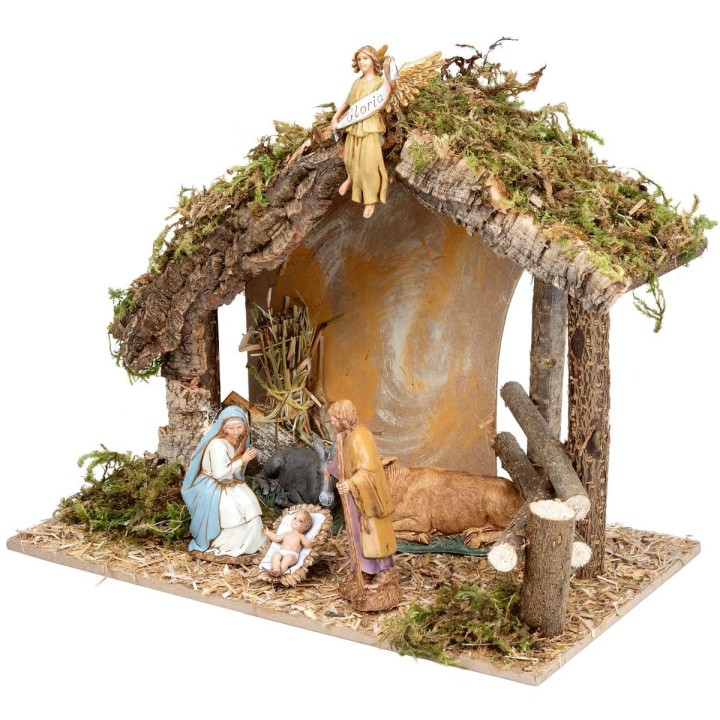Cabaña con valla completa de estatuas Landi cm 31,5x17x23 h