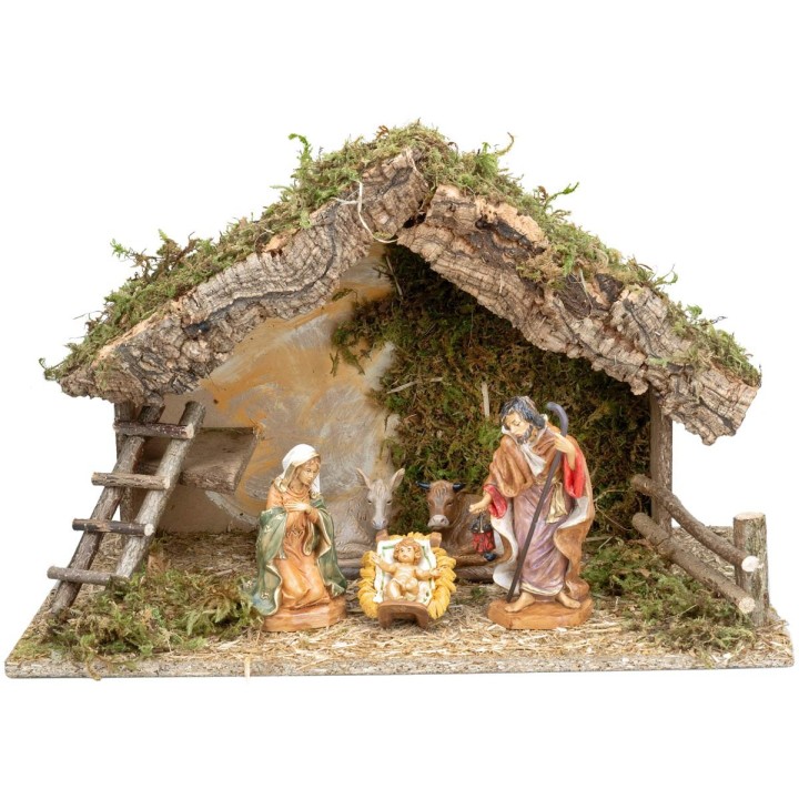 Capanna con scaletta completa di statue Euromarchi cm 50x28x32 h