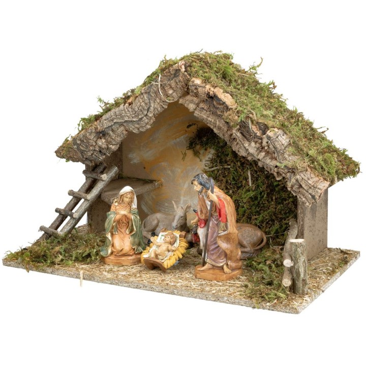 Hut with ladder complete with Euromarchi statues cm 50x28x32 h