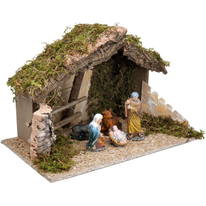 Capanna con recinzione completa di natività cm 50x29x32 h