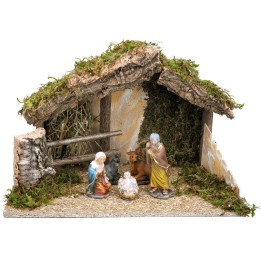 Capanna con recinzione completa di natività cm 50x29x32 h