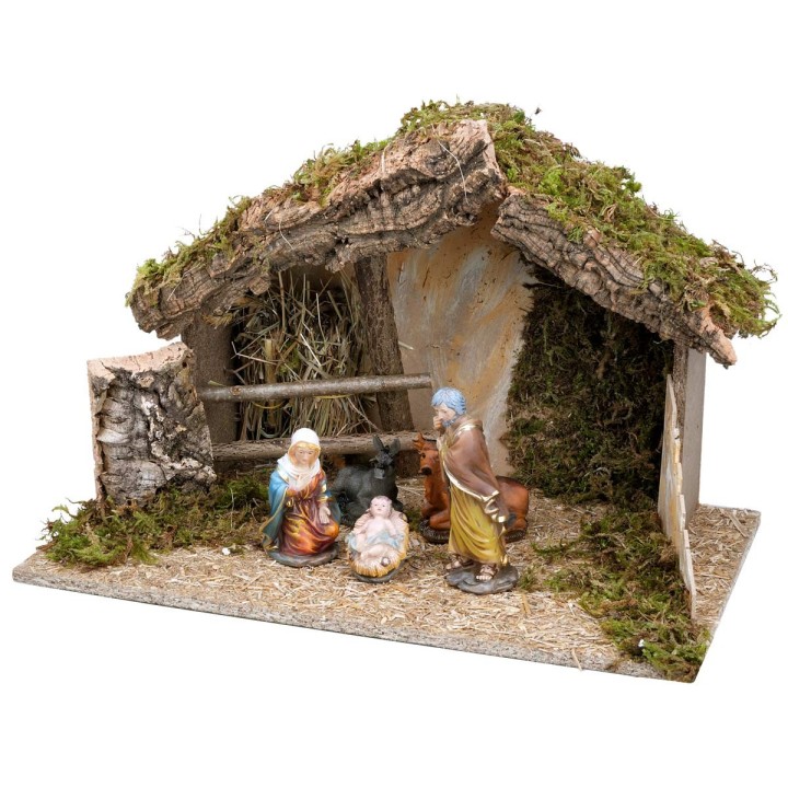 Capanna con recinzione completa di natività cm 50x29x32 h
