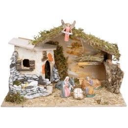 Hut with resin structure complete with Landi statues cm