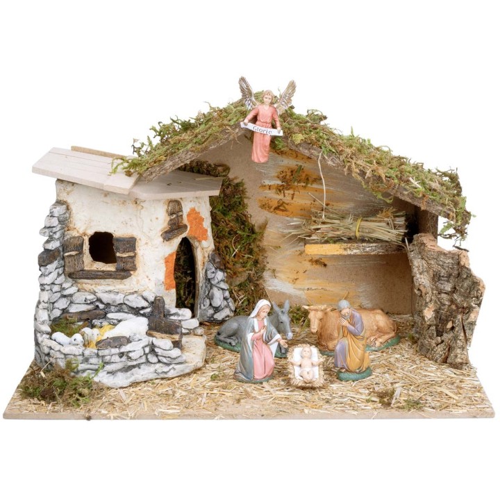 Hut with resin structure complete with Landi statues cm