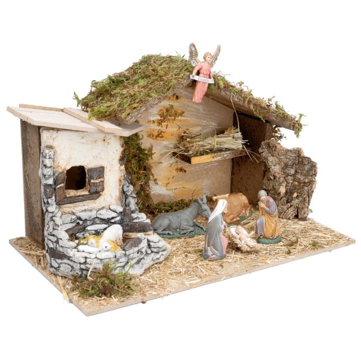 Hut with resin structure complete with Landi statues cm