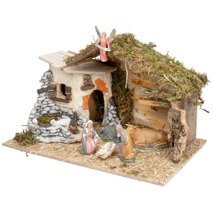 Hut with resin structure complete with Landi statues cm