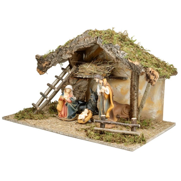 Cabaña con techo inclinado completa con Natividad cm 60x35x35 h