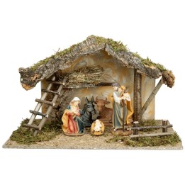 Cabaña con techo inclinado completa con Natividad cm 60x35x35 h