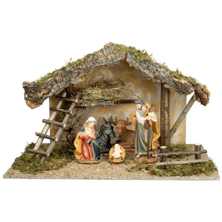 Cabaña con techo inclinado completa con Natividad cm 60x35x35 h