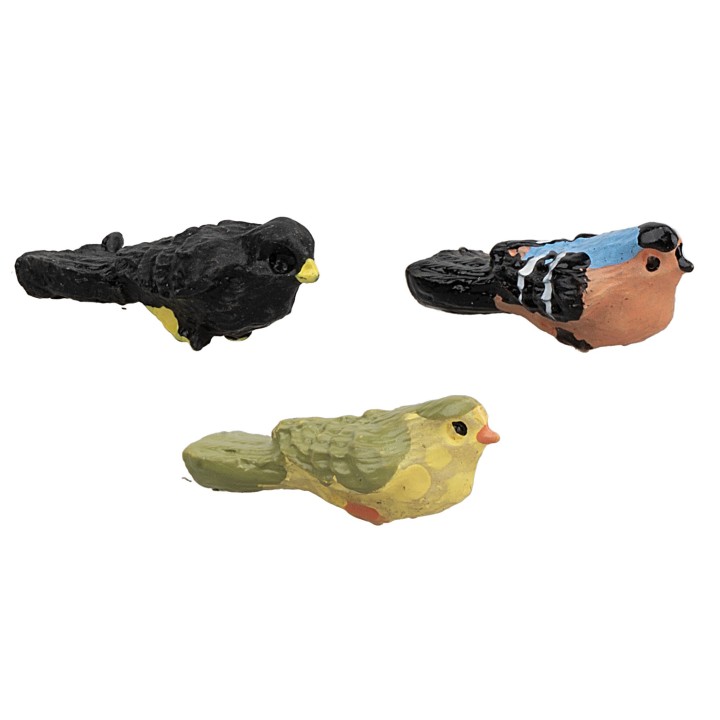 Set 3 birds cm 2,4 in assorted colors