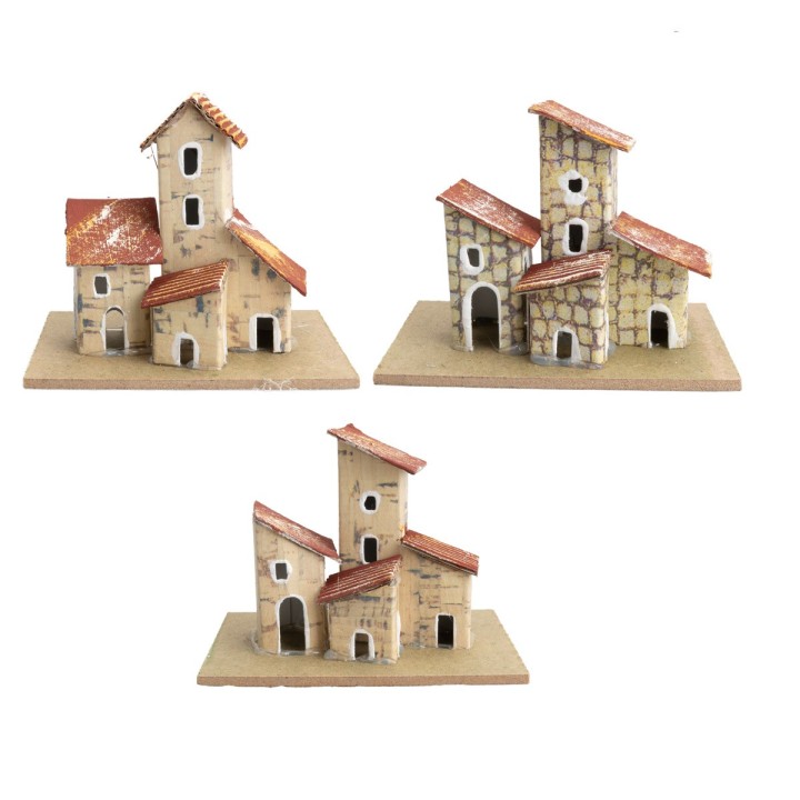 Set de tres casitas con techo orientado a la derecha cm