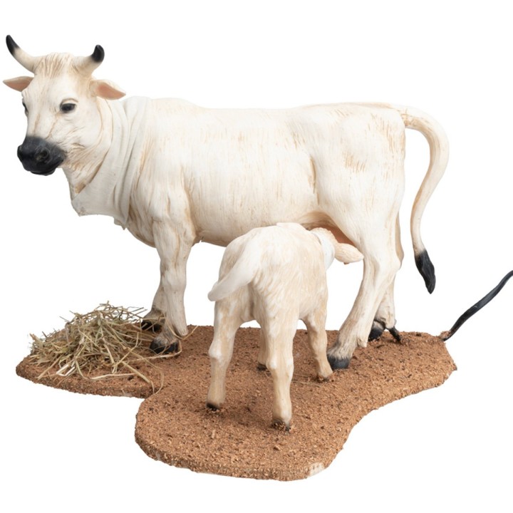 Mucca e vitello con doppio movimento per statue da 30 cm