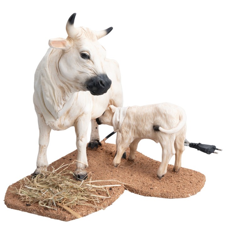 Cow and calf with double movement for 30 cm statues