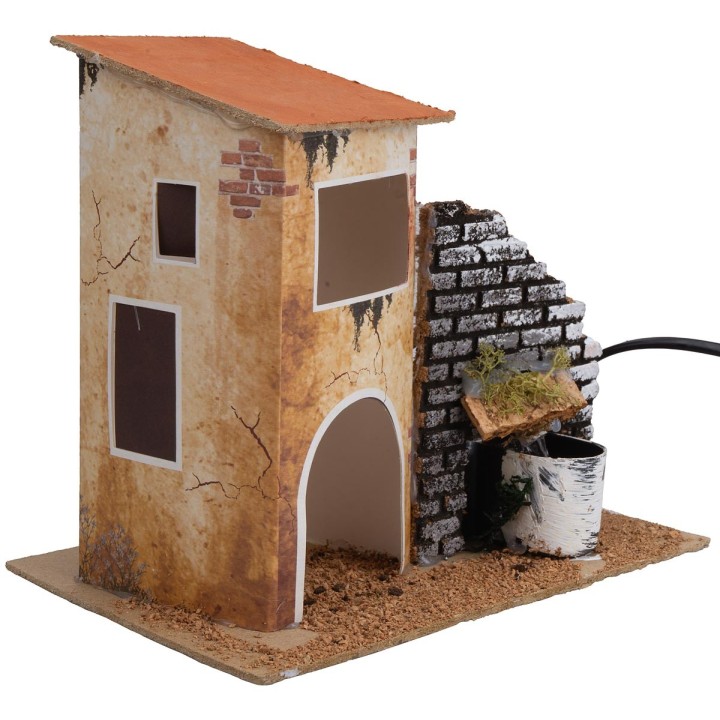 Casa con fontana funzionante cm 19x13,5x18 h.