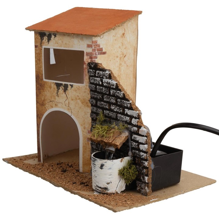 Casa con fontana funzionante cm 19x13,5x18 h.