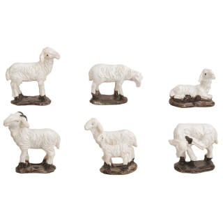 Set of 6 resin sheep with base for 10-12 cm statues