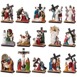Estatuas en resina 15 estaciones Via Crucis 20 cm