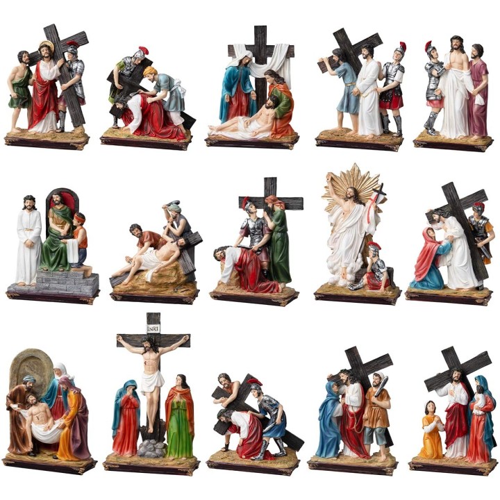 Estatuas en resina 15 estaciones Via Crucis 20 cm