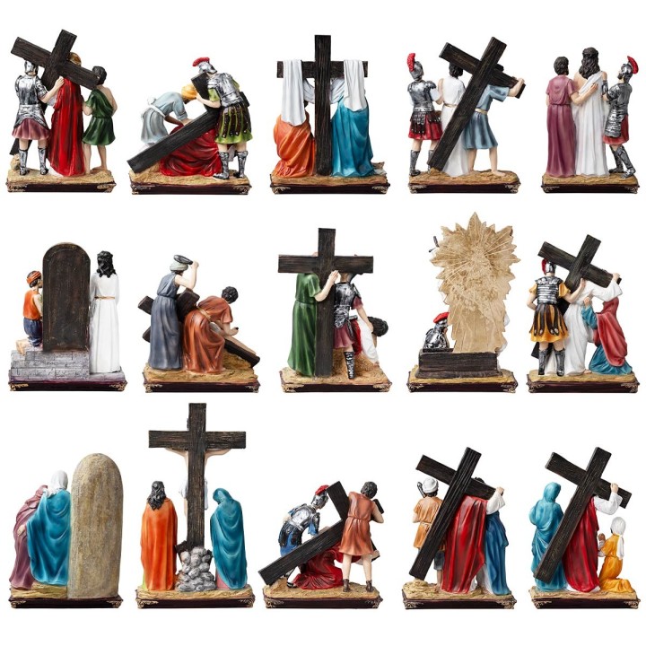 Estatuas en resina 15 estaciones Via Crucis 20 cm