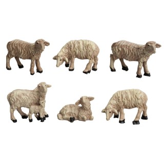 Gruppo di 6 pecore in resina per statue da 10 cm