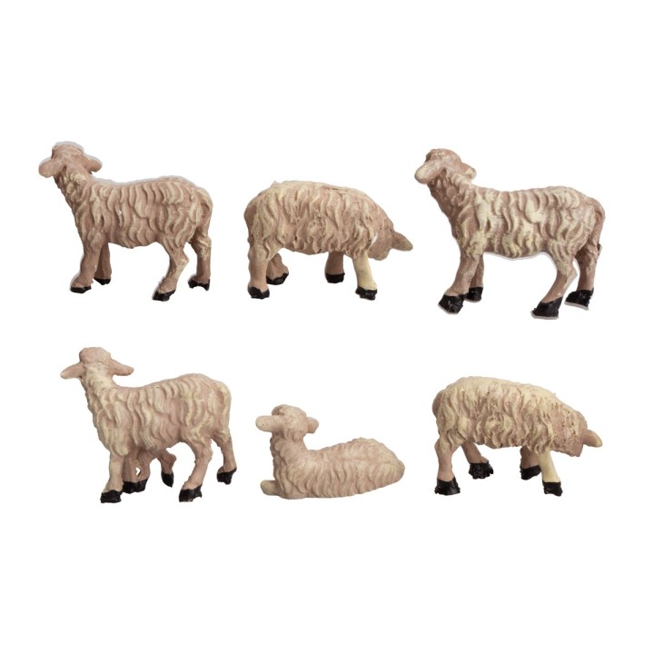 Grupo de 6 ovejas de resina para estatuas de 10 cm