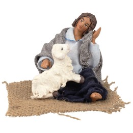 Seated woman with sheep 12 cm series